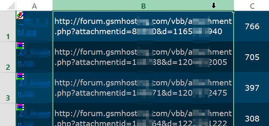 URLs extracted and selected